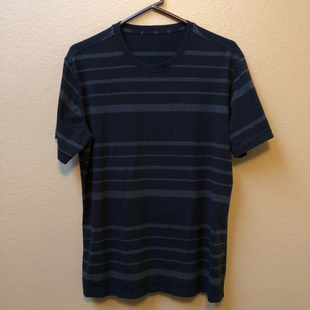 lululemon athletica Navy Striped Short Sleeve Tee